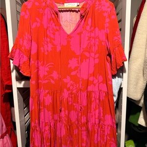 Petal and pup Floral Red and Pink Dress